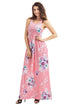 Sexy Dusty Pink Floral Print Sleeveless Long Boho Dress